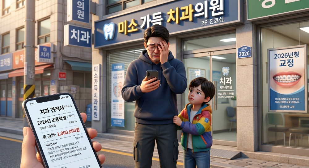 초등학생 치과 치료비에 당황한 상황을 재현한 캐릭터 이미지