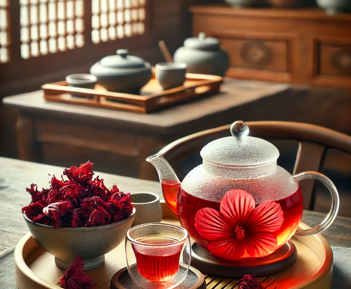 히비스커스 꽃차와 주전자가 있는 세계의 전통 꽃차 레시피 9가지 글의 썸네일