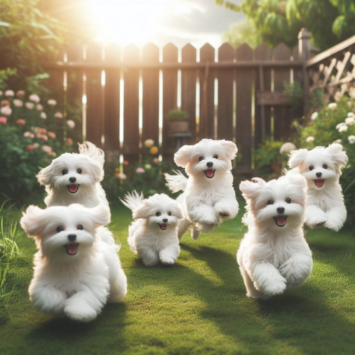 질투 많은 무릎 강아지 말티즈(Maltese) 여러마리