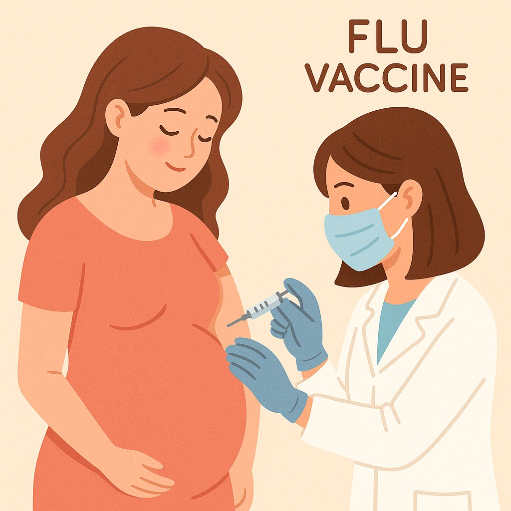 임산부가 독감 예방접종을 맞는 장면