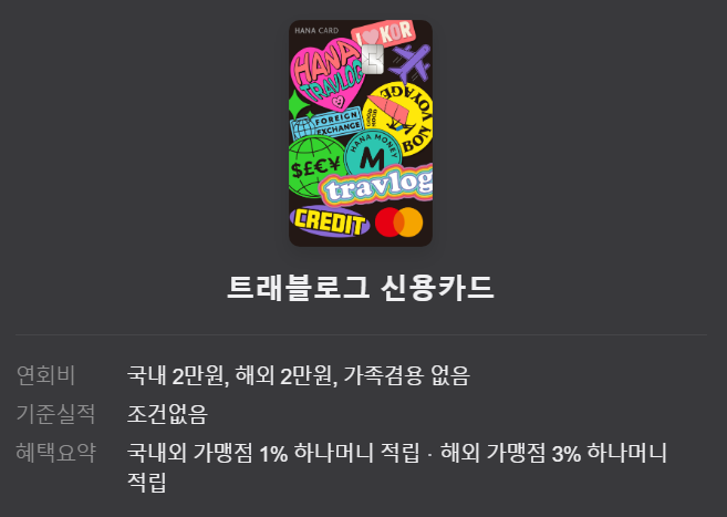 트래블로그 신용카드의 장단점