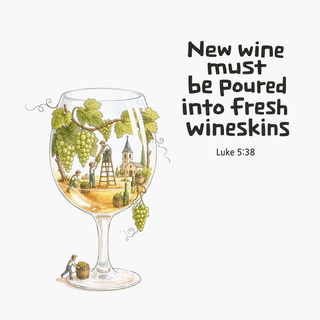 Today's Bible verse card Luke 5:38 scripture image