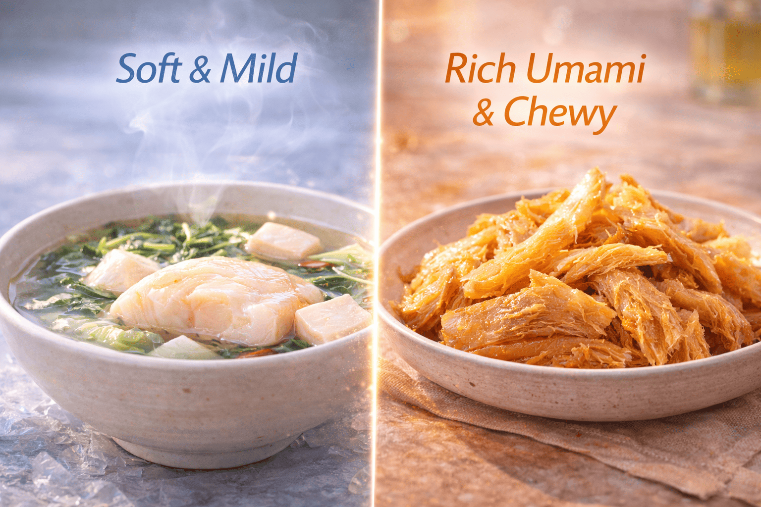 맛과 식감 차이: 신선도와 가공 방식의 영향