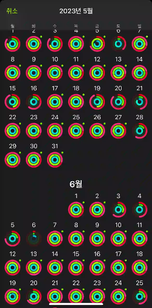 애플워치에서 기록된 나의 운동 습관