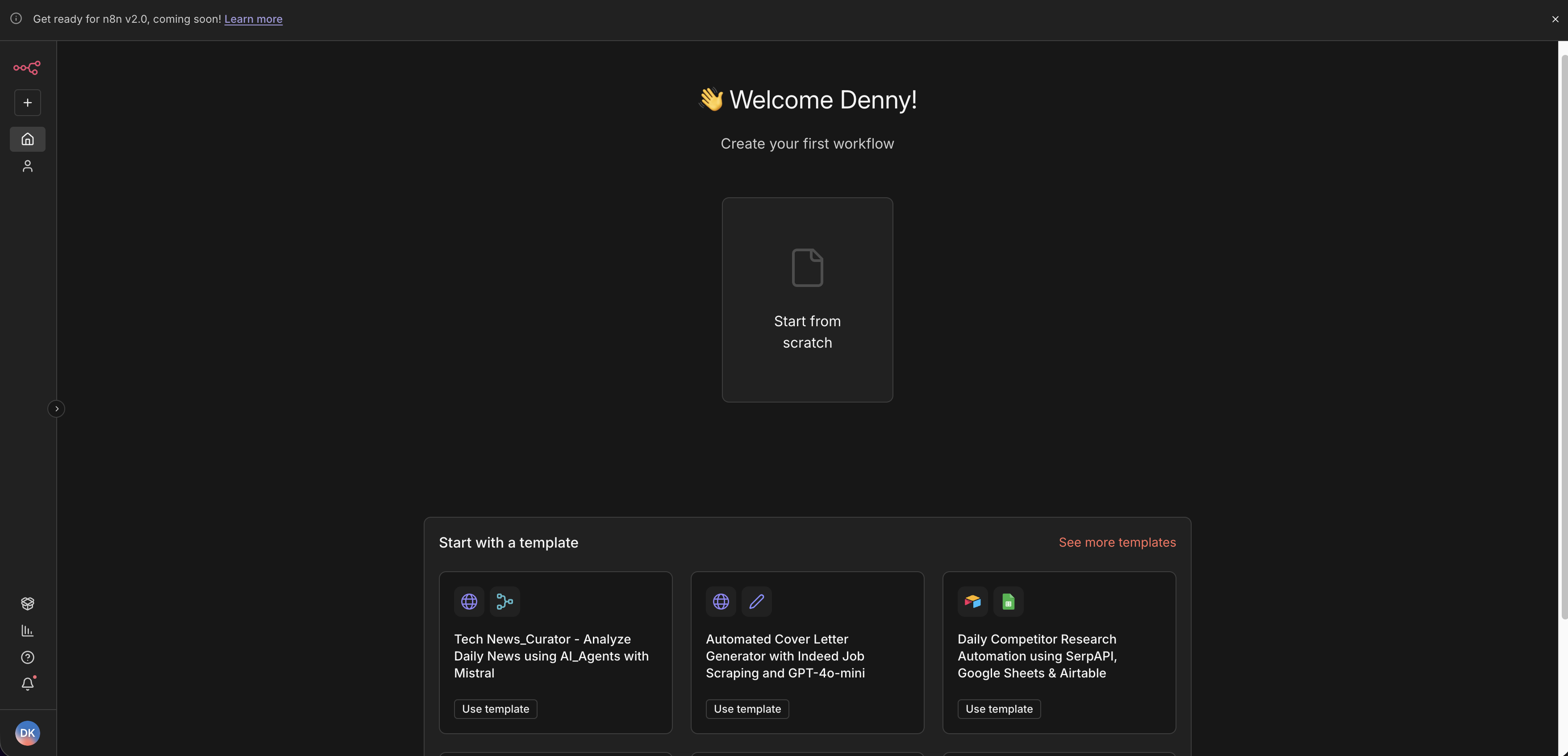 Synology Docker에서 n8n 컨테이터가 정상적으로 동작하고 있습니다.