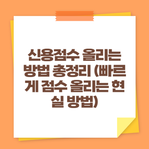 신용점수 올리는 방법 총정리 (빠르게 점수 올리는 현실 방법)