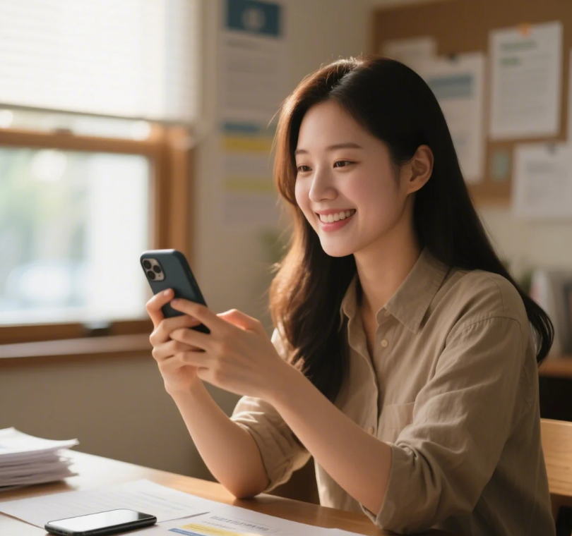  민생회복지원금 2차 신청하는 여성 사진 