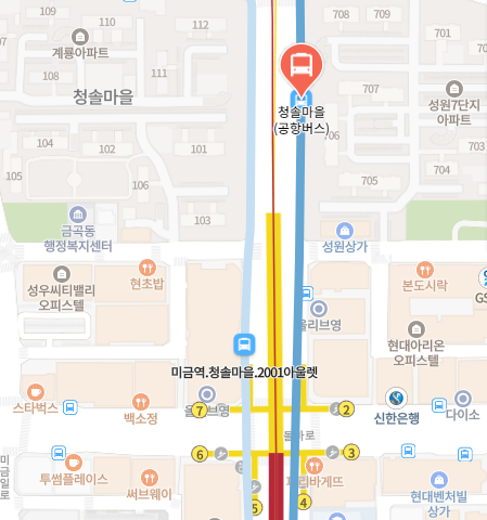 미금역.청솔마을에서 인천공항 리무진 공항버스(5400번) 지도 위치