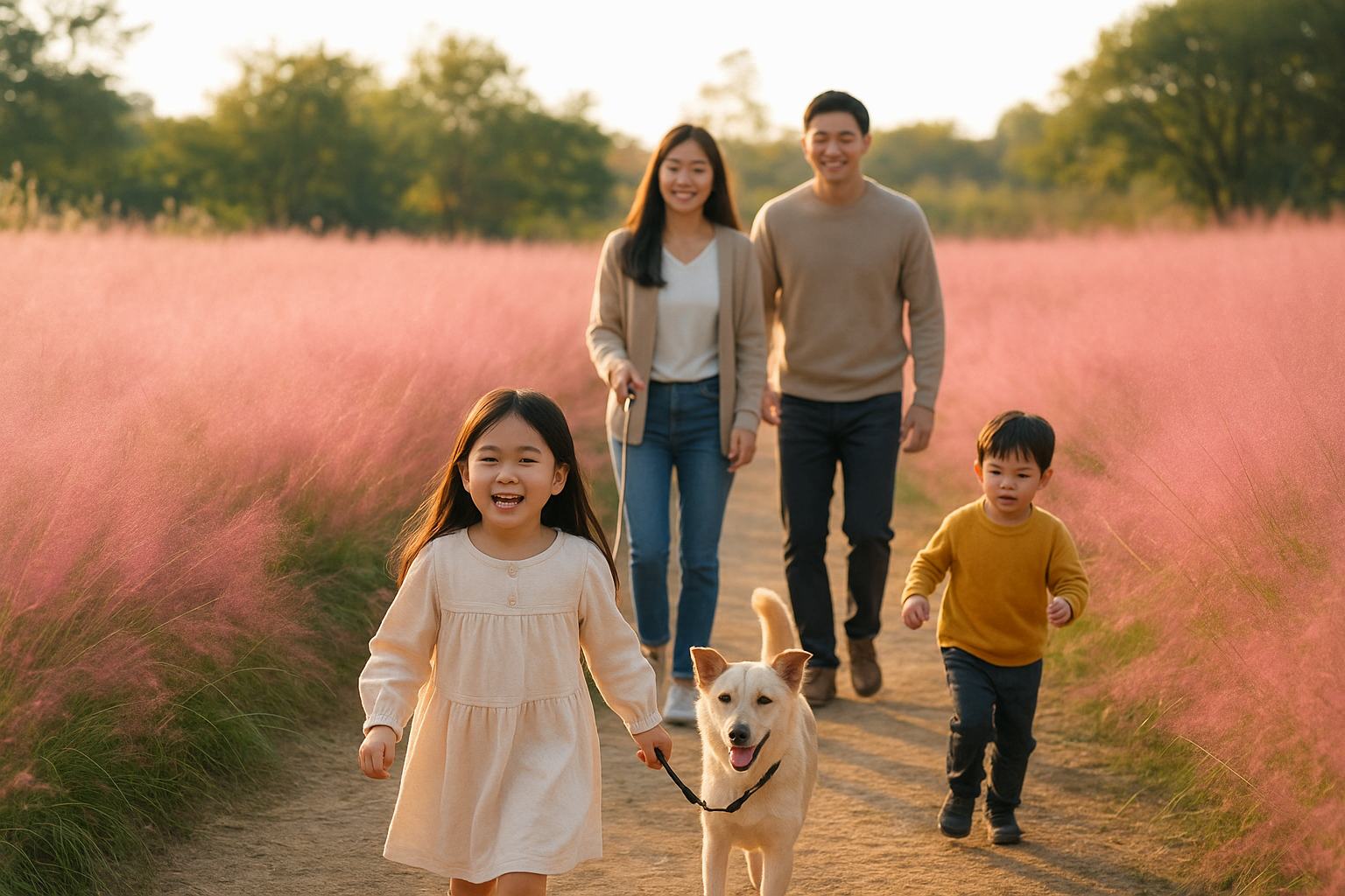 인천 야생화단지 핑크뮬리 &amp; 강아지와 아이들 산책