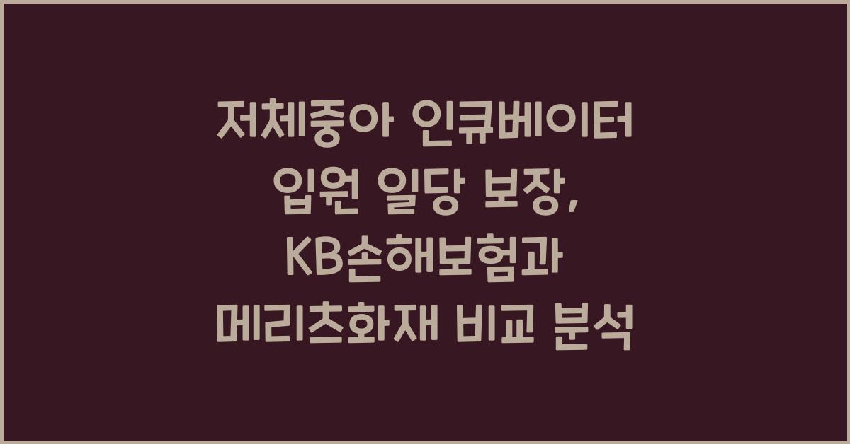 저체중아 인큐베이터 입원 일당 보장 KB손해보험 메리츠화재 비교