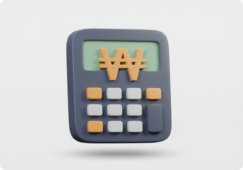 농기계 폐차 지원금 계산을 나타내는 계산기와 돈 3D 아이콘