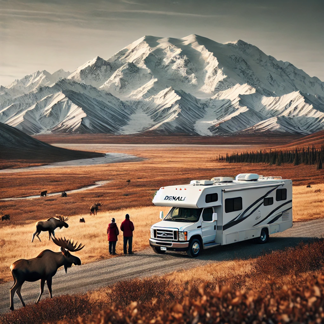 미국 디날리 국립공원을 캠핑카로 여행하는 모습이 담긴 사진