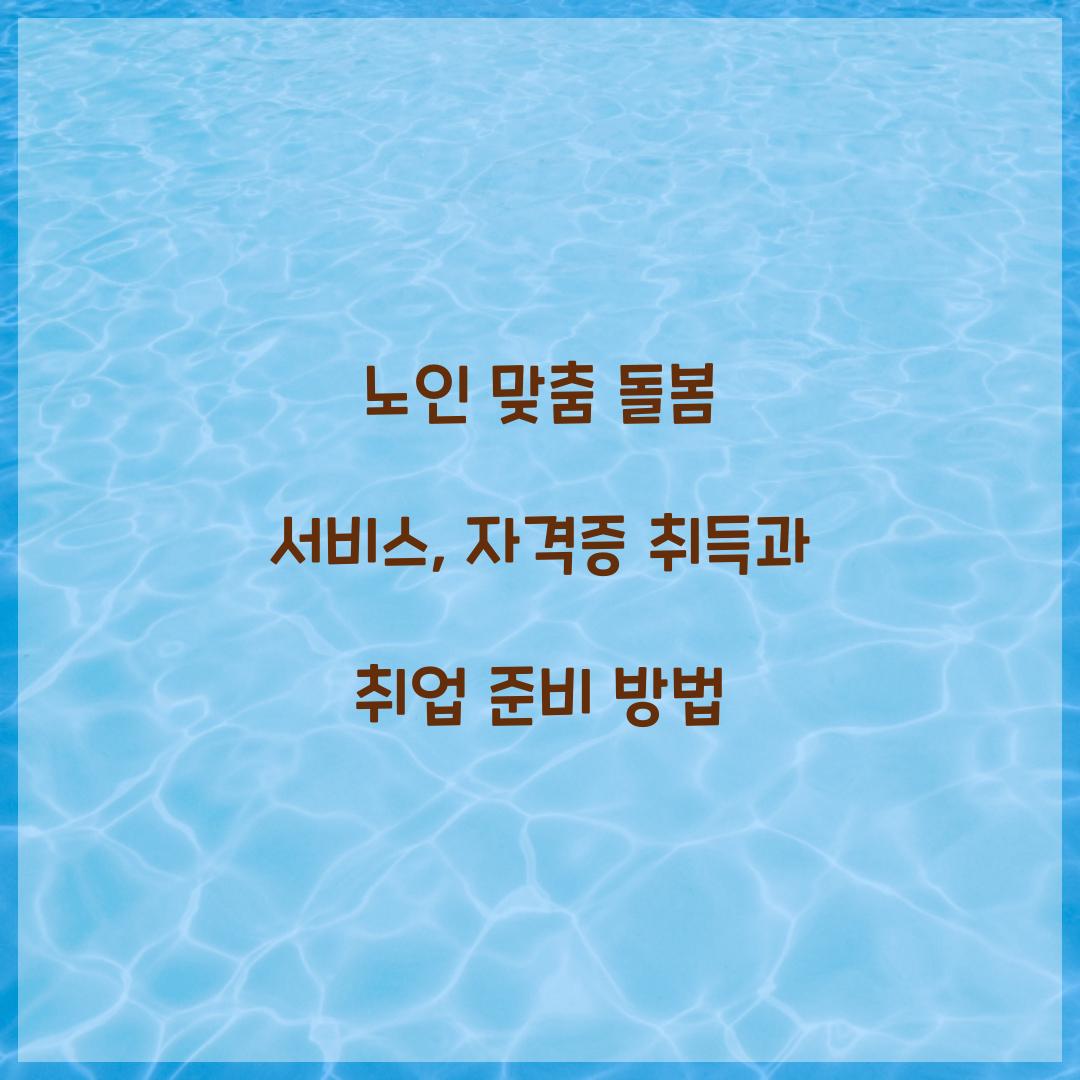노인 맞춤 돌봄 서비스