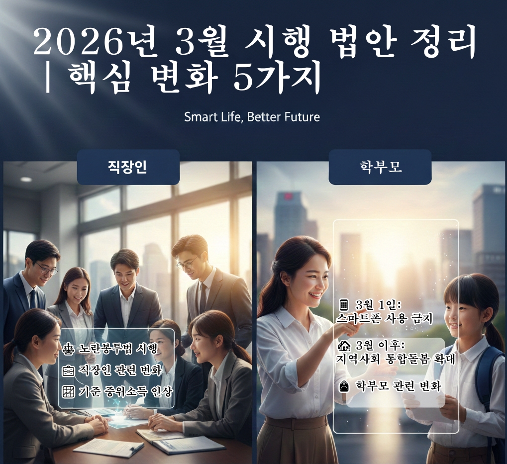 2026년 3월 시행 법안 정리 ❘ 핵심 변화 5가지