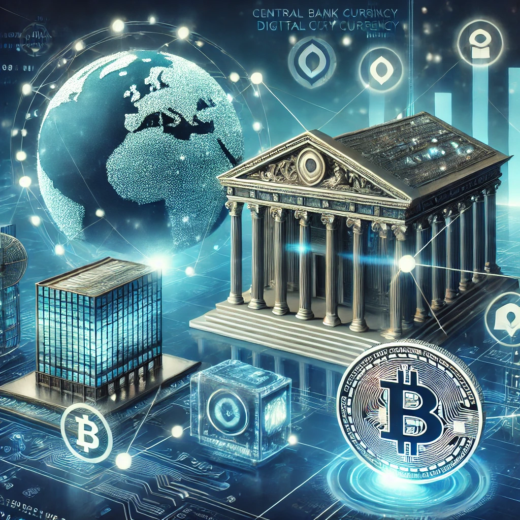 비트코인과 은행건물