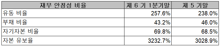 이녹스첨단소재 - 재무 안정성 비율