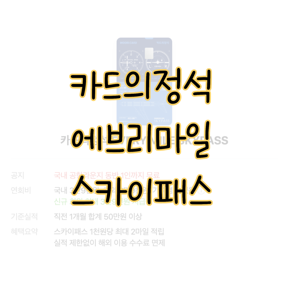 카드의정석 에브리마일 스카이패스 마일리지 적립 솔직 리뷰 표지