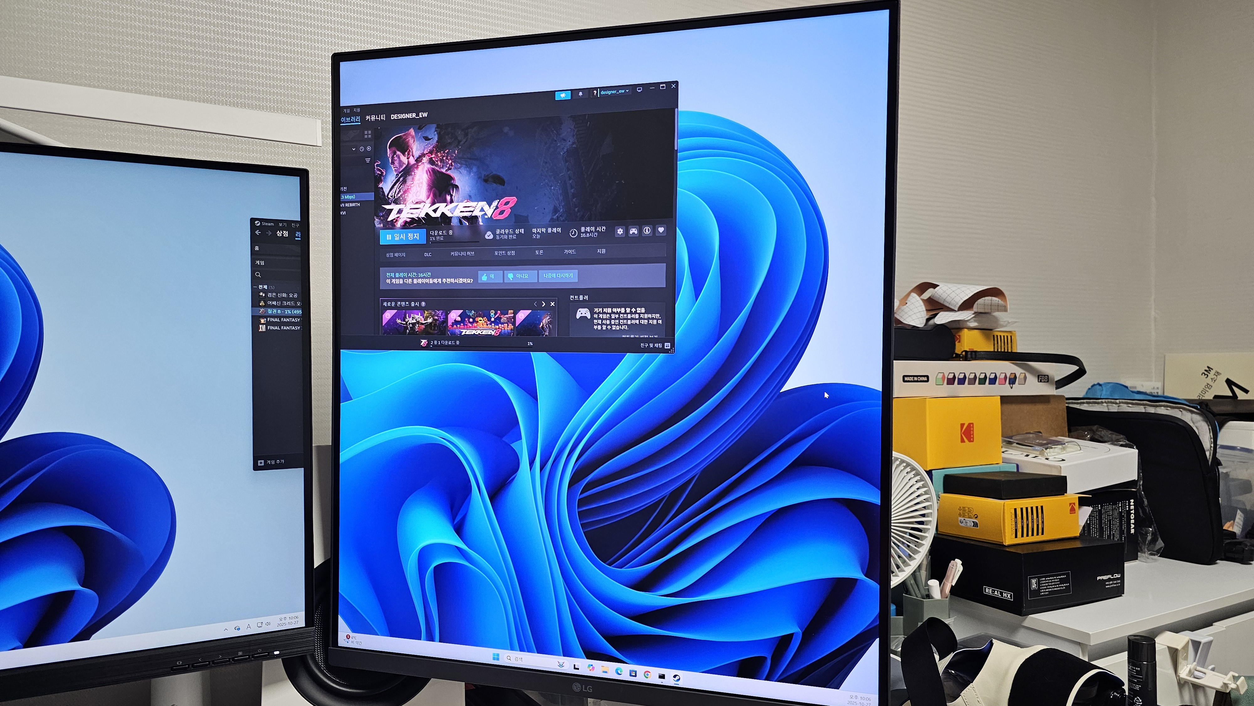LG 듀얼업 28MQ780-BA 실사용 사진, USB-C 1케이블과 암 스탠드가 핵심
