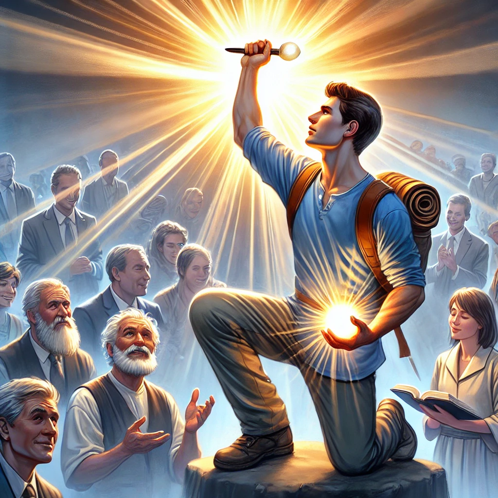 하나님께 순종하며 그리스도를 전파하는 삶을 살아가는 모습을 담았으며, 헌신과 하나님의 역사하심을 표현했습니다. 이 그림이 당신의 삶의 방향과 헌신에 영감을 주길 바랍니다.