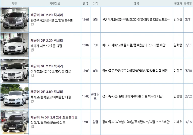 재규어 XF 중고 가격