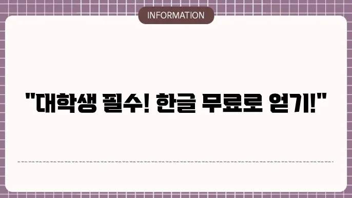 한글 무료설설쳥8 대학생