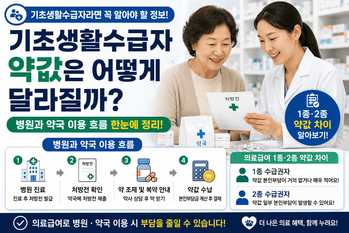 기초생활수급자 약값은 어떻게 달라질까 병원과 약국 이용 흐름