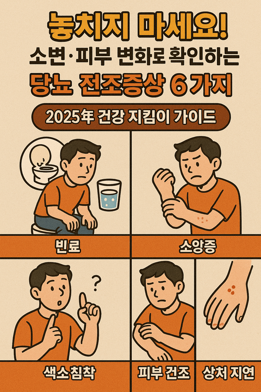 소변·피부 변화로 확인하는 당뇨 전조증상 6가지 놓치지 마세요!