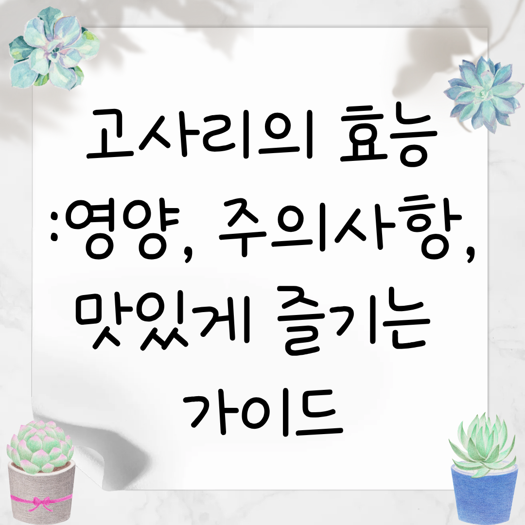 고사리의 효능: 영양, 주의사항, 맛있게 즐기는 가이드