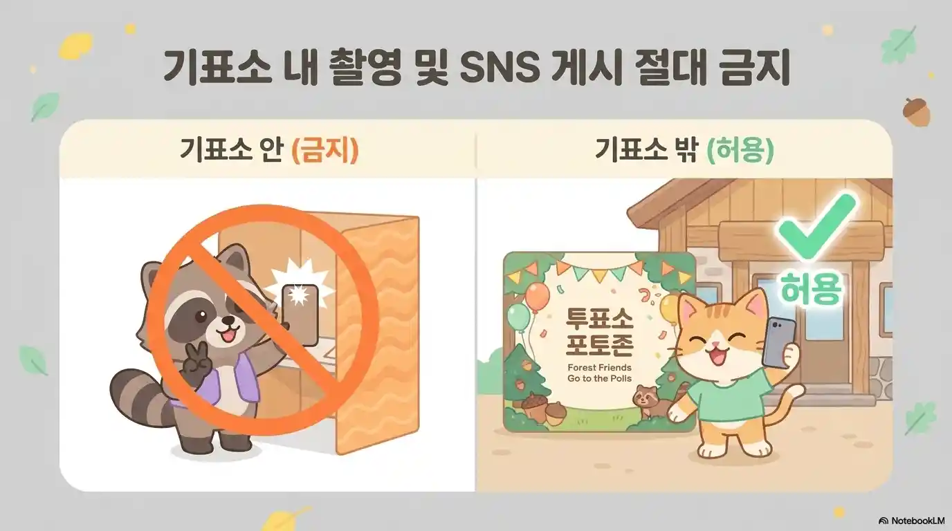 지방선거 기표소 내 촬영 및 SNS 게시 절대 금지, 투표소 포토존(기표소 외부)은 허용