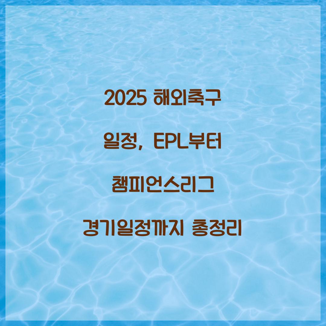 해외축구 일정