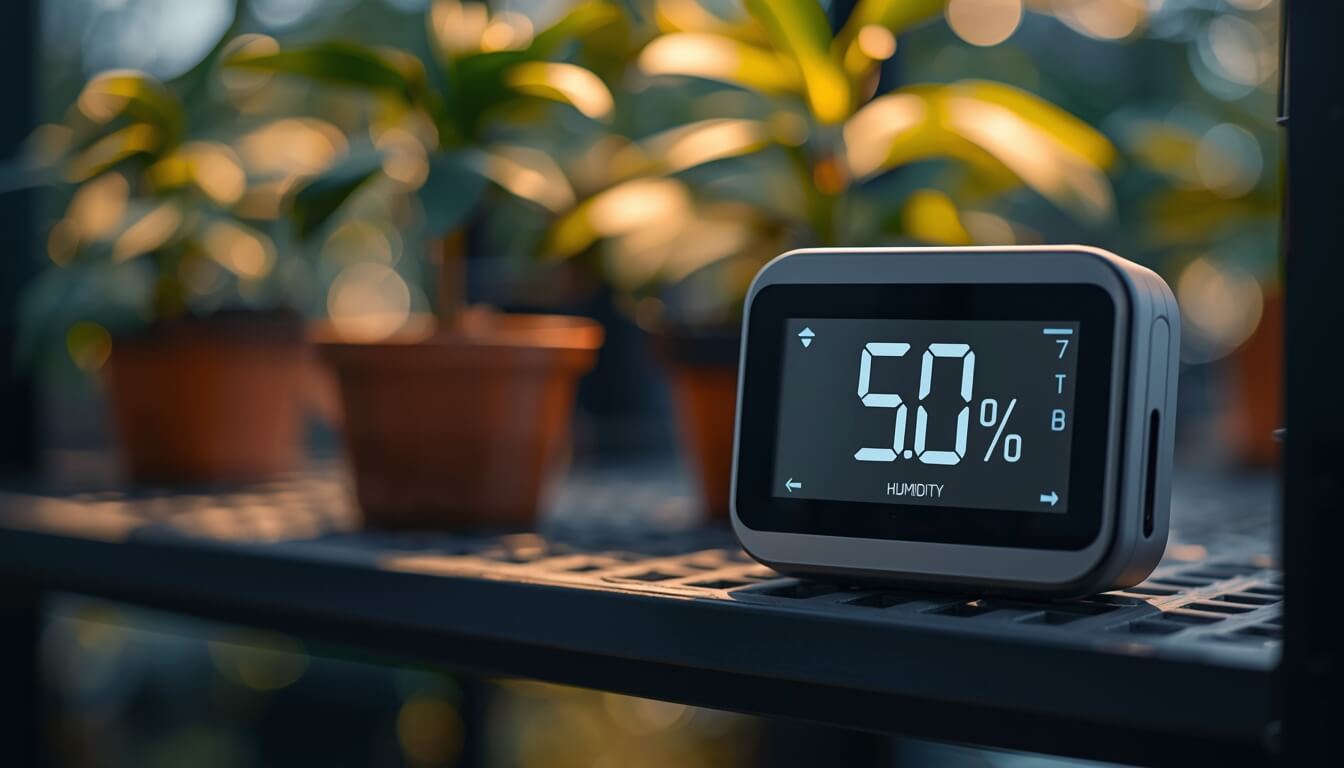 아기방의 적정 습도 50%를 가리키는 습도계