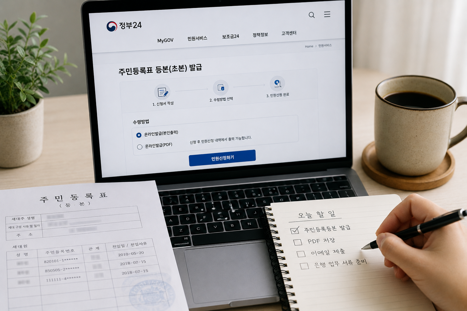 주민등록등록 온라인 발급받기