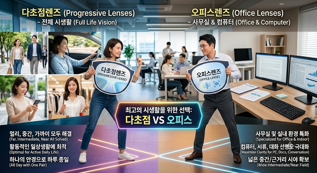 다초점렌즈 vs 오피스렌즈