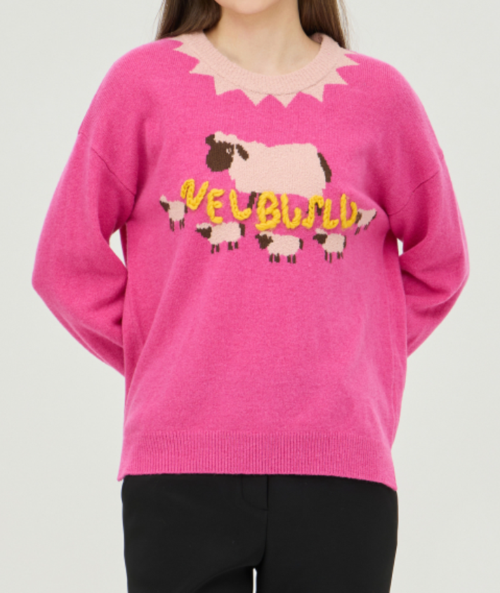 양 레터링 니트