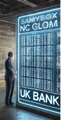 남자가 커다란 화면 앞에서 서 있는 모습