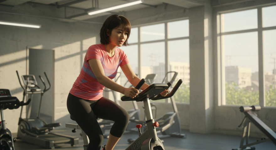 한 여성이 유산소 운동을 하고 잇는 모습