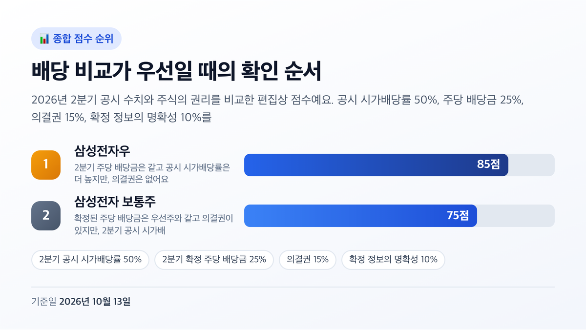 배당 비교가 우선일 때의 확인 순서 점수 차트
