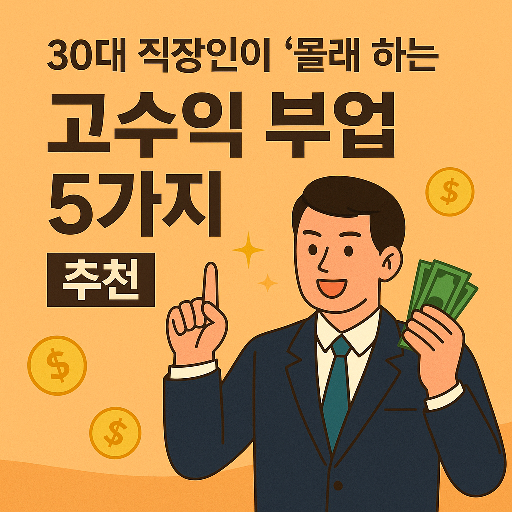 30대 직장인이 '몰래 하는' 고수익 부업 5가지 추천
