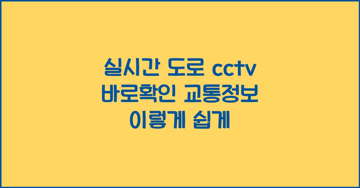 실시간 도로 cctv 바로확인