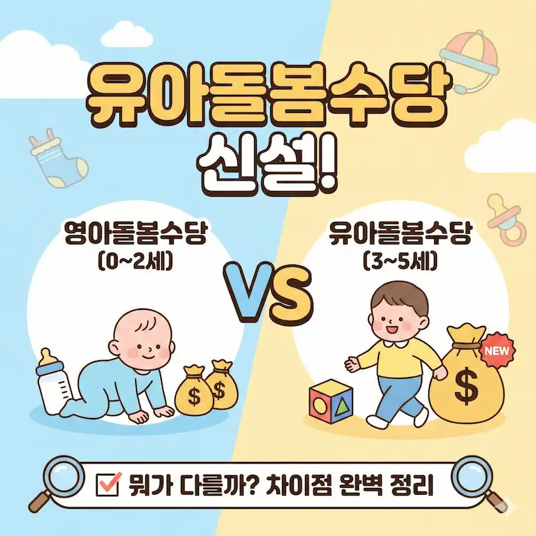 유아돌봄수당 신설! 영아돌봄수당과 뭐가 다를까? 차이점 완벽 정리