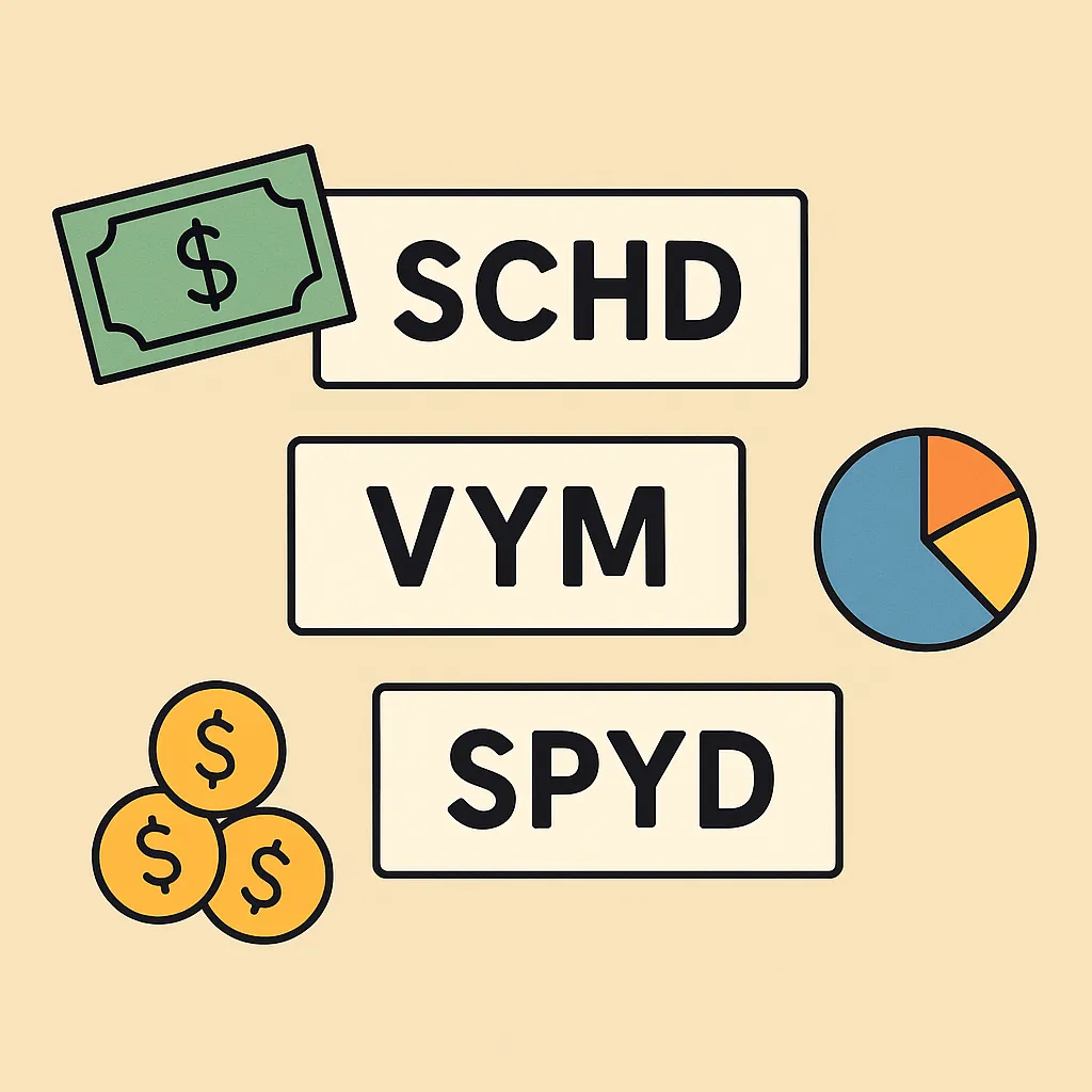 ETF 티커와 현금&amp;#44; 차트 아이콘의 구성 이미지