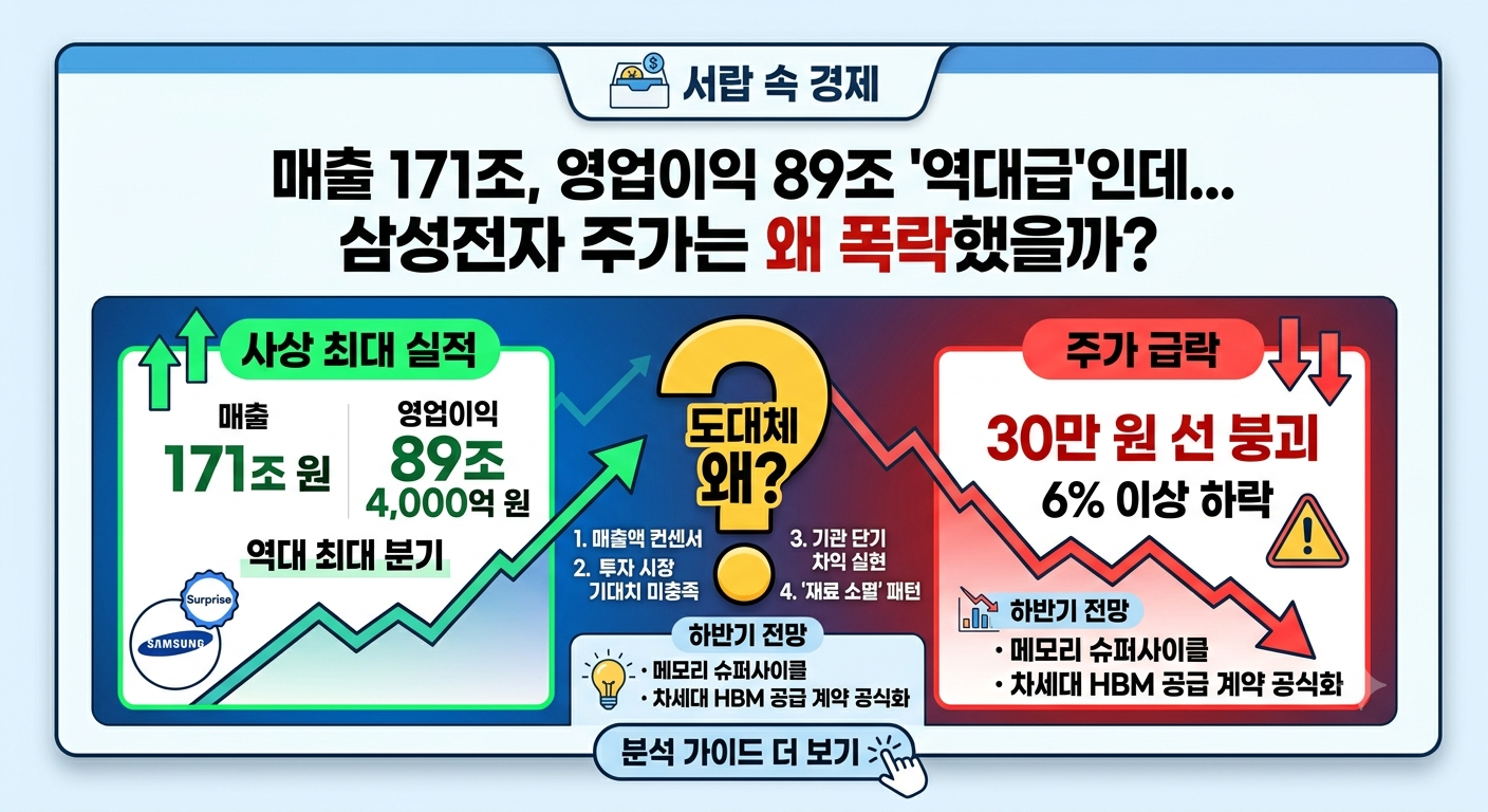 매출 영업이익은 역대급인데 삼성전자 주가는 왜 폭락했을까?
