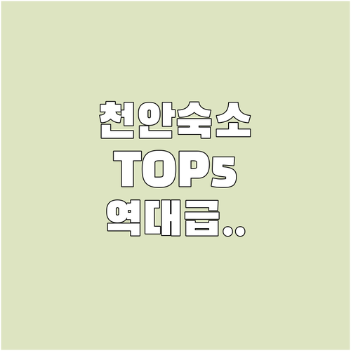천안 숙소 추천 TOP 5 위치 장점..