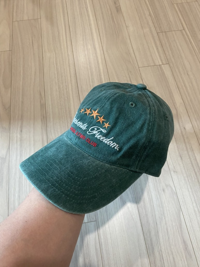 브이투 VTWO 스타 스톤 워시드 스톤워싱 빈티지 볼캡 모자 그린(GREEN)