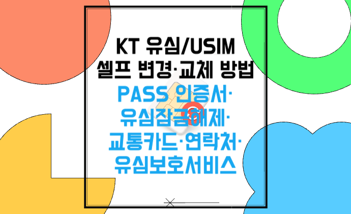 KT 유심/USIM 셀프 변경&middot;교체 방법 PASS 인증서&middot;유심잠금해제&middot;교통카드&middot;연락처&middot;유심보호서비스