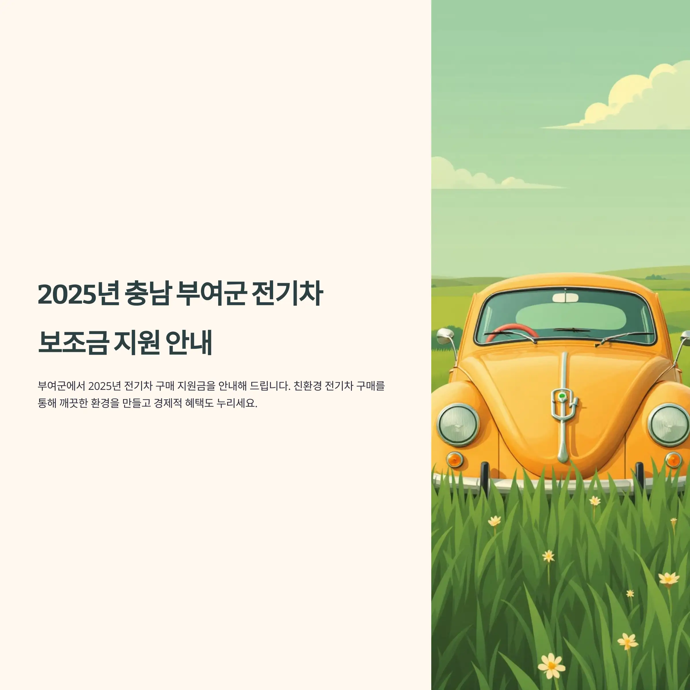 2025년 충남 부여군 전기차 보조금 지원