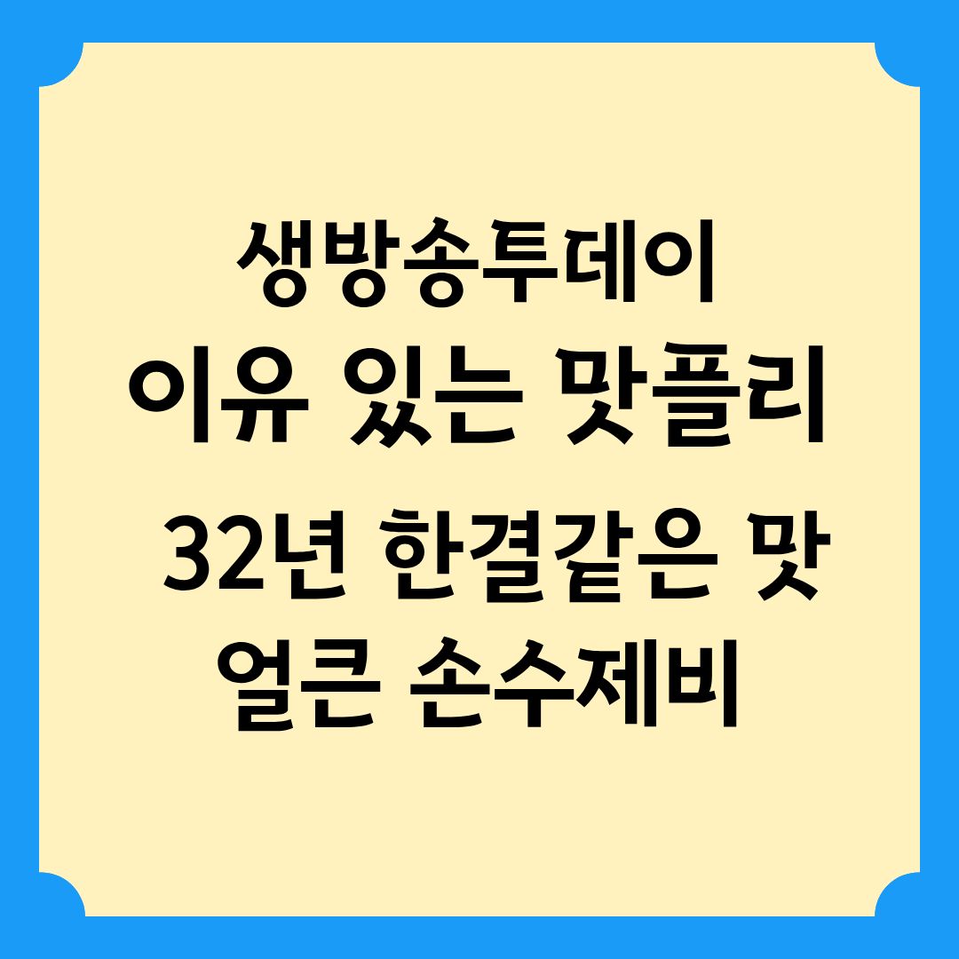 생방송투데이 이유 있는 맛플리 32년 한결같은 맛 얼큰 손수제비