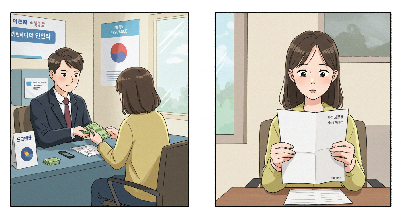 실비보험과 공단 환급 제도의 차이를 보여주는 장면