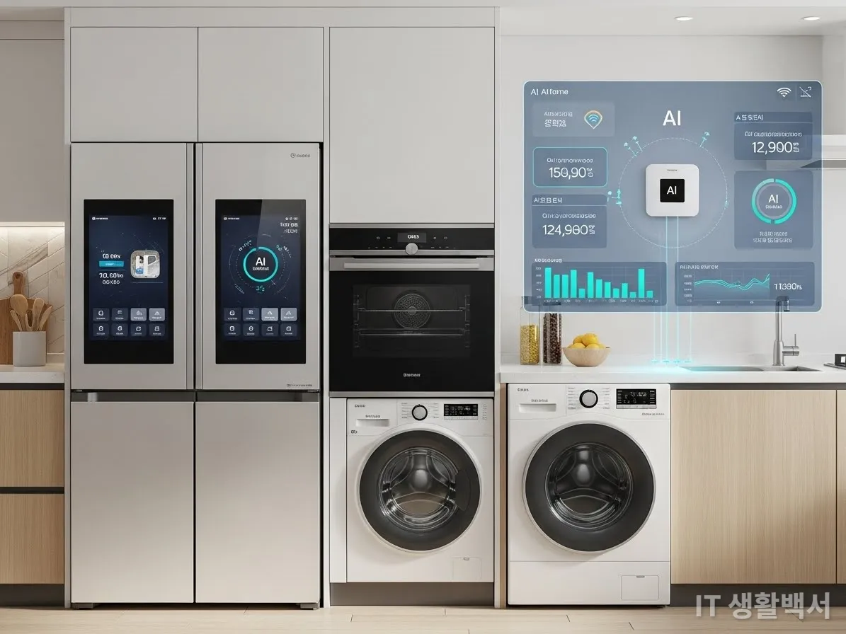 AI 스마트 가전으로 에너지 소비를 관리하는 한국 주방