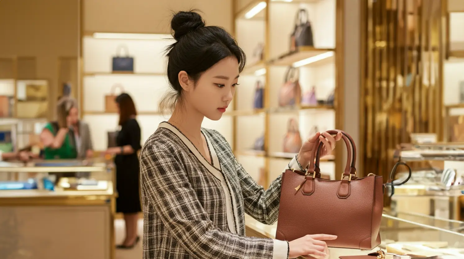 명품 쇼핑을 하는 여성